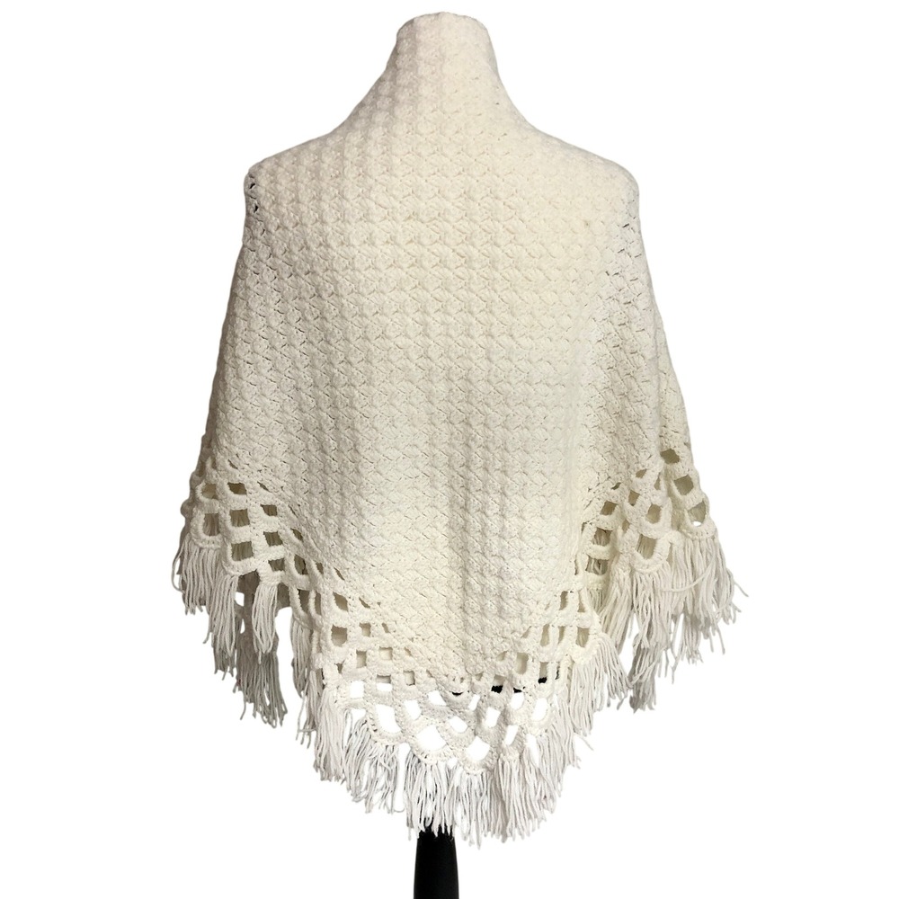 Shawl Womens OS O/S Shoulder Wrap‎ Handmade Cottage Knit Cozy Boho Coquette 90s